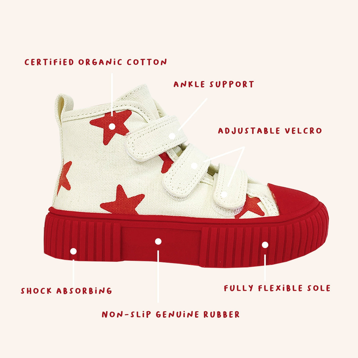 By Billie X Piccolini High Top Sneaker - Red Star